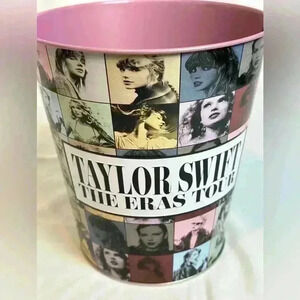 Taylor Swift The Eras Tour Movie Pink Popcorn Metal Tin Bucket AMC Exclusive NEW